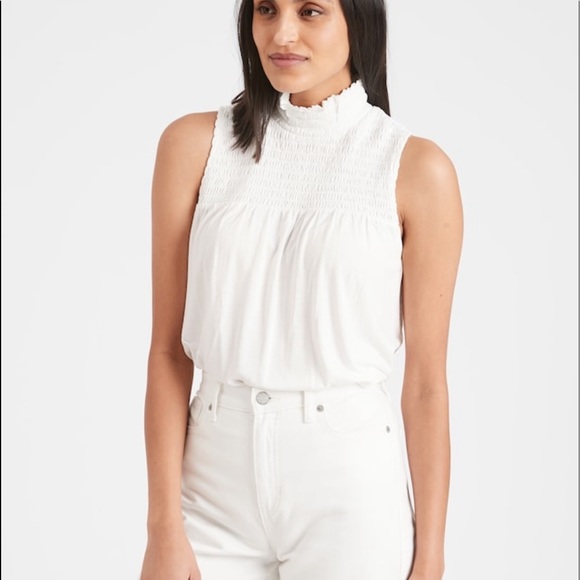 NWOT Smocked Mock-Neck Tank - Picture 8 of 10